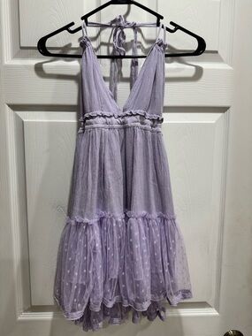 Womens Lavender Tulle Sundress with Polka Dot Skirt